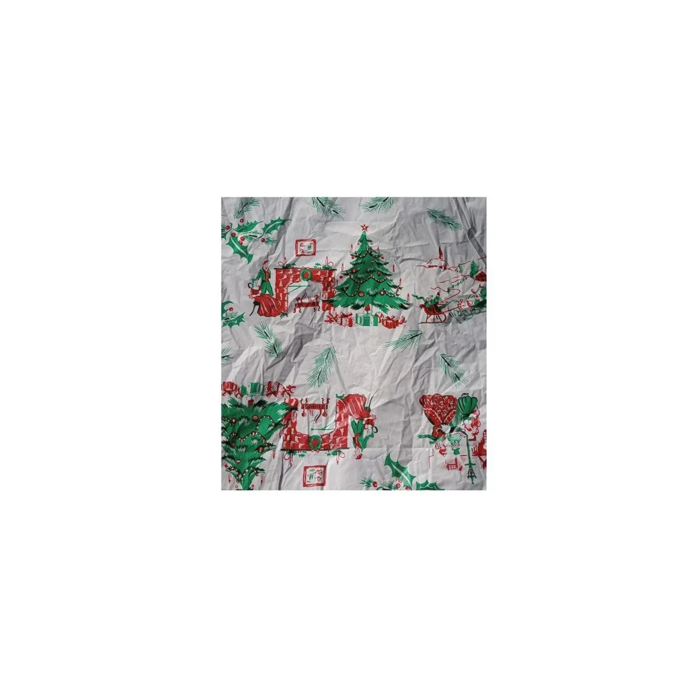 Vintage rare Christmas vinyl plastic AOP Tablecloth EUC‎